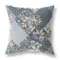 HomeRoots Dark Blue Yellow Broadcloth Blue Yellow Boho Floral Indoor Outdoor Throw Pillow