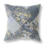 HomeRoots Dark Blue Yellow Broadcloth Blue Yellow Boho Floral Indoor Outdoor Throw Pillow