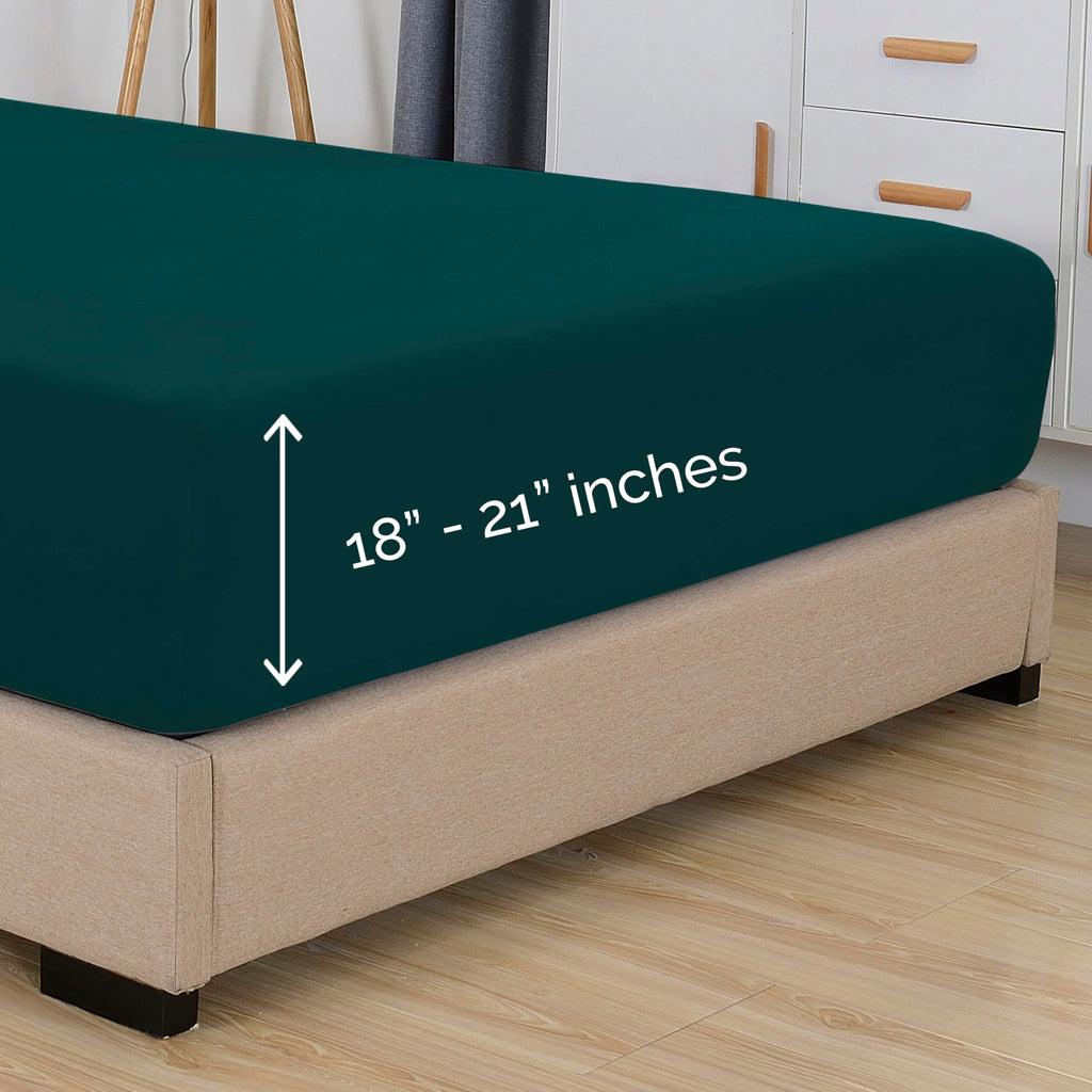 Elegant Comfort 1500 Premium Hotel Quality 18-21 Inches Deep - Extra Deep Pocket Single Fitted Sheet For High Mattress, Luxury And Softest, Smart Pocket - Wrinkle Free, Queen, Marine Teal