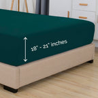 Elegant Comfort 1500 Premium Hotel Quality 18-21 Inches Deep - Extra Deep Pocket Single Fitted Sheet For High Mattress, Luxury And Softest, Smart Pocket - Wrinkle Free, Queen, Marine Teal