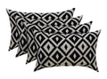 Rsh D  Cor Indoor Outdoor Set Of 4 Decorative Rectangular Lumbar Throw Pillows ~ Black And White Aztec Geometric Fabric (20' W