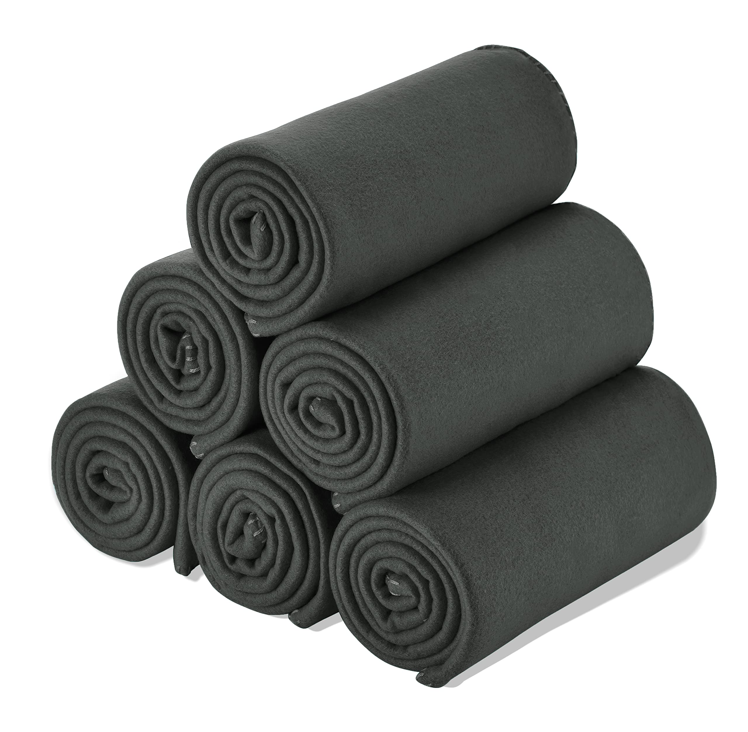 Special Sg Glory Fleece Throw Blanket Set Bulk For Travel Kids Outdoor Wedding Pet (Black Grey, Pack Of 6 50X60 Inches)