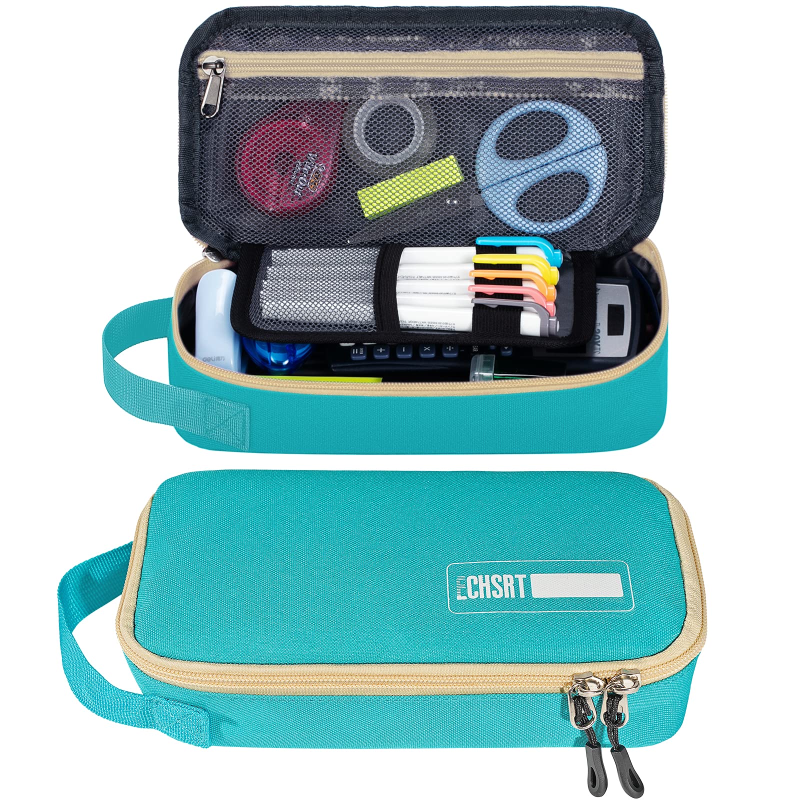 Echsrt Large Pencil Case, Aesthetic Pen Pouch With Big Capacity, Minimalist Portable Stationery Bag With Handle For Office Organ