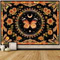 Accnicc Butterfly Floral Tapestry Vintage Indie Boho Flower Tapestries For Bedroom Aesthetic Retro Yellow Sunflower Moth Tapestr