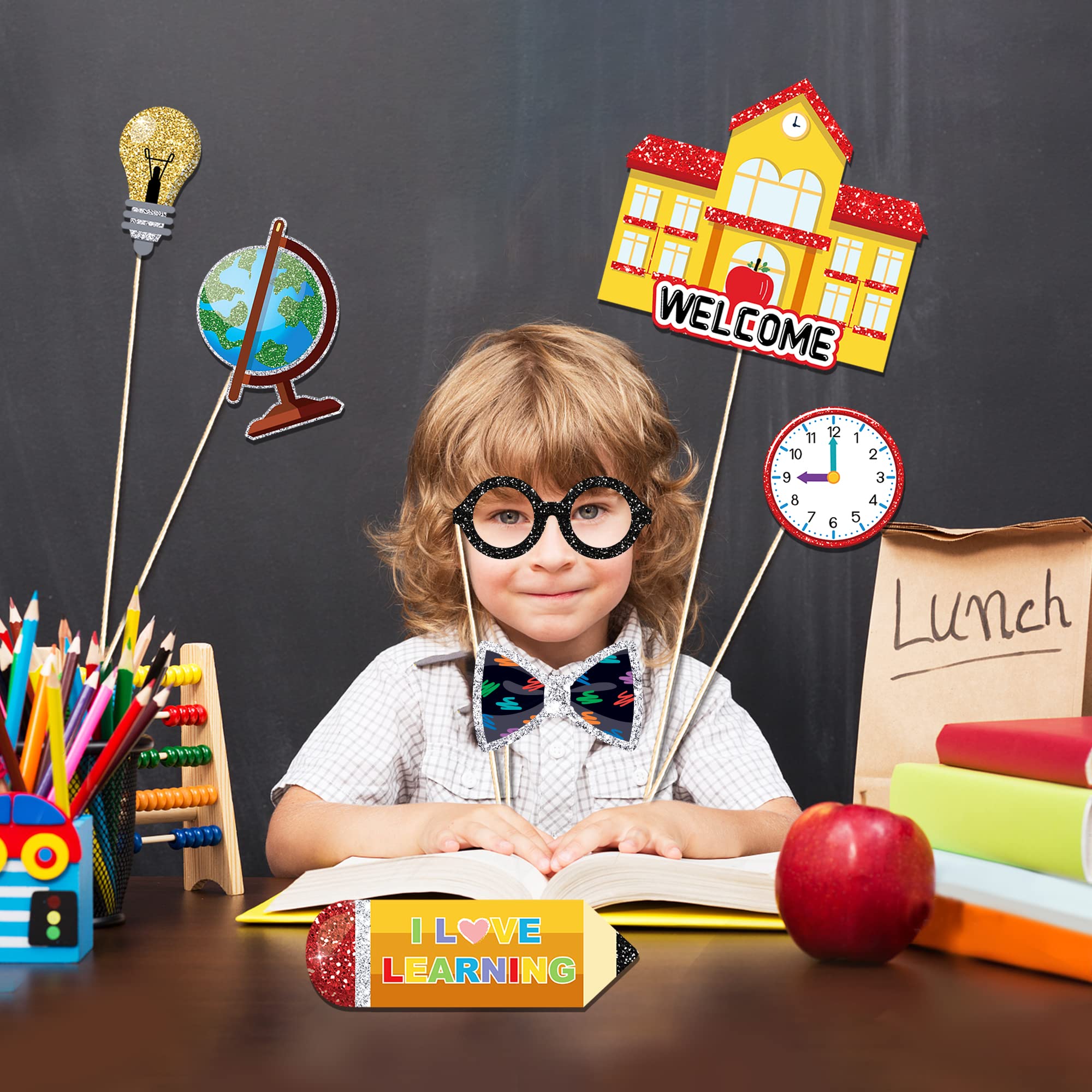 Crawprop 45Pcs Back To School Party Photo Booth Props Supplies First Day Of School Party Decoration