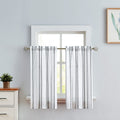 Sxzjtex Stripe Cafe Kitchen Curtain Tiers Geometric Pattern Cafe Curtains 36 Inch Length, White And Black Linen Textured Pinstri
