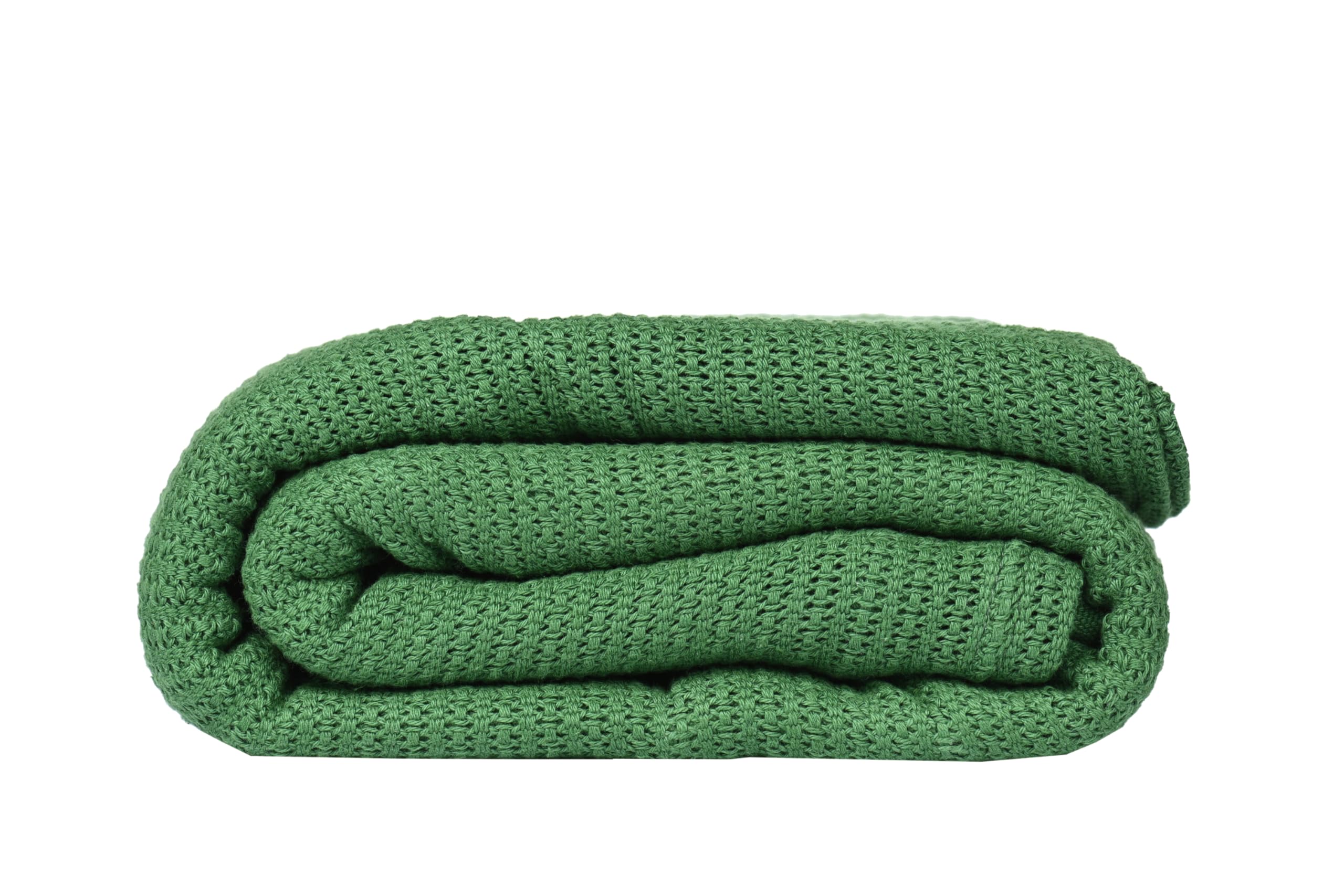 Linteum Textile Supply Leno Weave Hunter Green Blanket, Queen 100% Cotton, Lightweight, Warm, Extra-Fluffy, Premium And Durable