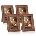 iRahmen 5x7 Picture Frames Set of 4, Wooden Photo Frame with HD Glass, Display Pictures 5 x 7 Without Mat, Rustic Picture Frames