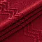 Miulee Christmas Burgundy Red Knitted Throw Blanket For Couch Textured Knit Blanket With Tassels Cozy Woven Boho Bed Blanket For Sofa Bed Chair Acrylic Wave Pattern Decor 60'X80'