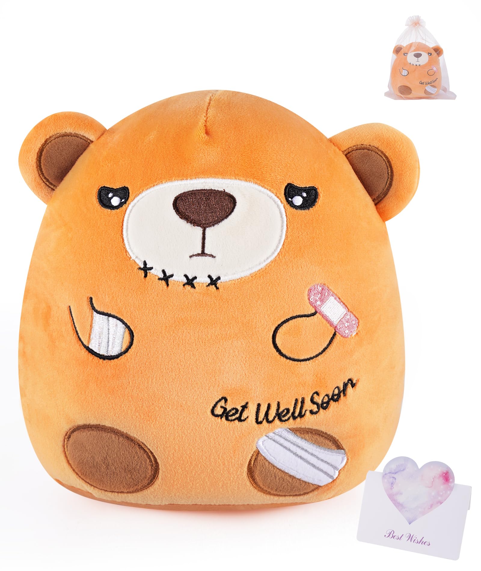 Leyoha Get Well Soon Gift Bear - Teddy Bear Stuffed Animals With Band-Aid, Kids' Pillow Cushion, Gifts For Patient Girls Boys, L