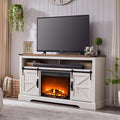 OKD Fireplace TV Stand for 65+ Inch TV, 33 Tall Highboy Farmhouse Entertainment Center w/ 23 Electric Fireplace, Rustic Media 
