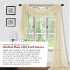 Sapphire Home Window Scarf Valance Curtains - Extra Long Sheer Valances For Windows - Voile Swag Curtains For Living Room, Kitch