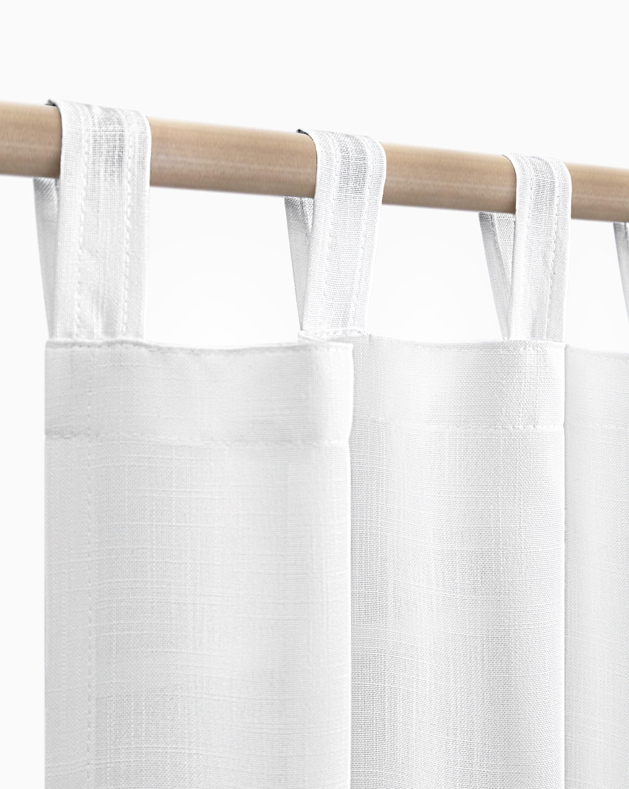 Koufall 90 Inch Curtains Long,White Linen Sheer Semi Light Filtering Country Farmhouse Boho Window Treatments For Living Room Bedroom