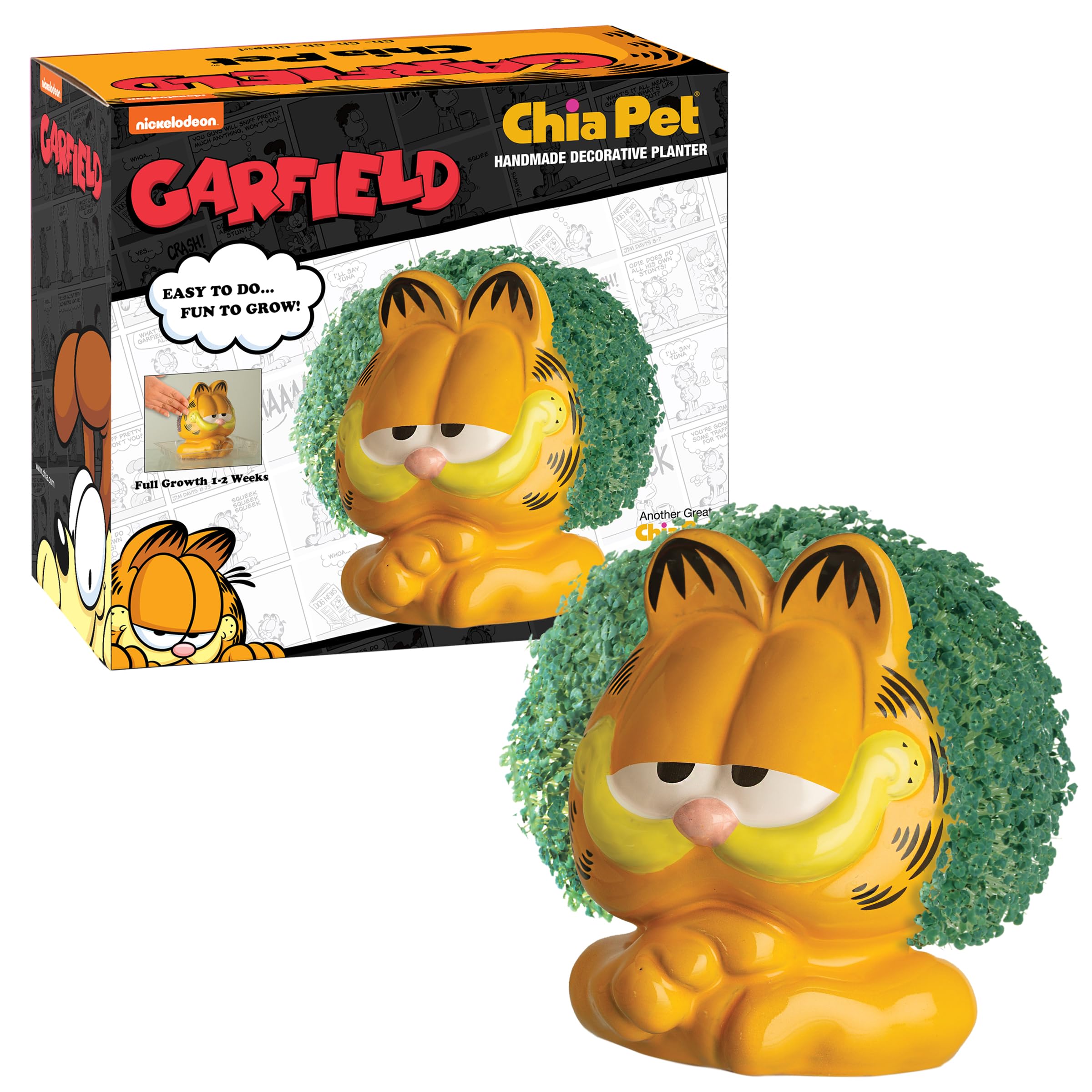 Chia Pet Garfield With Seed Pack, Decorative Pottery Planter, Easy To Do And Fun To Grow, Novelty Gift, Perfect For Any Occasion