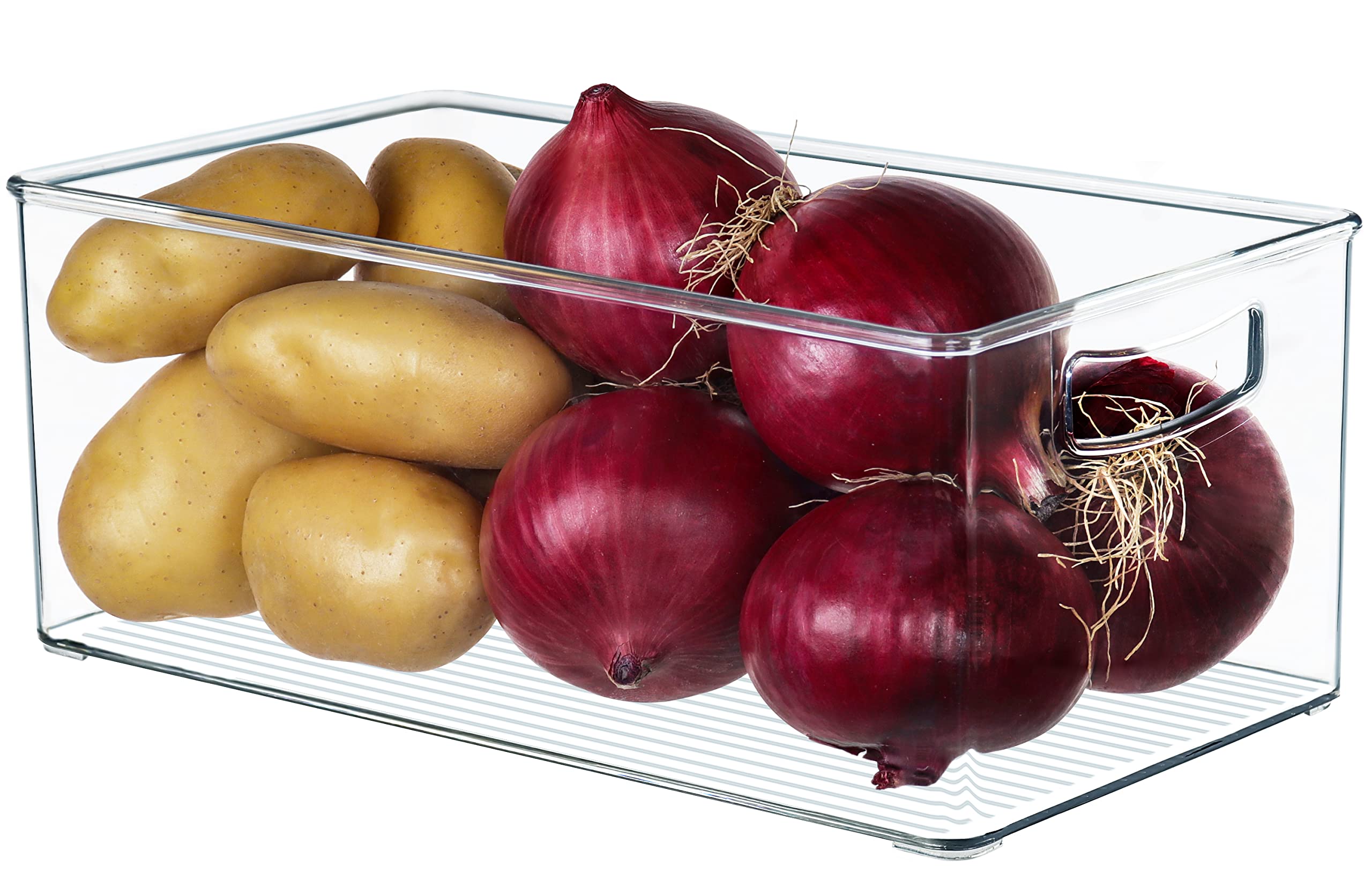 Hudgan 2 Pack Straight Sides Stackable Pantry Organizer Bins For Home Edit - 13.5'L X 7.5'W X 5.5'H