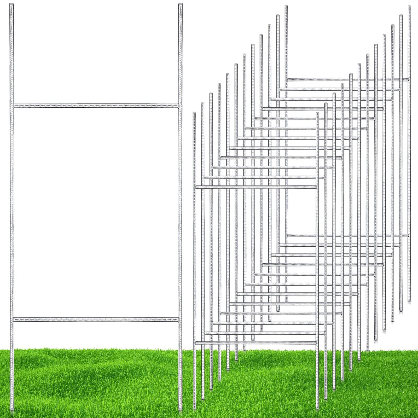 12 Pcs Yard Sign Stakes 30' X 10' Metal H Stakes Heavy Duty Frame Wire Stakes Weatherproof For 4Mm 5Mm Garage Sale Sign Corrug