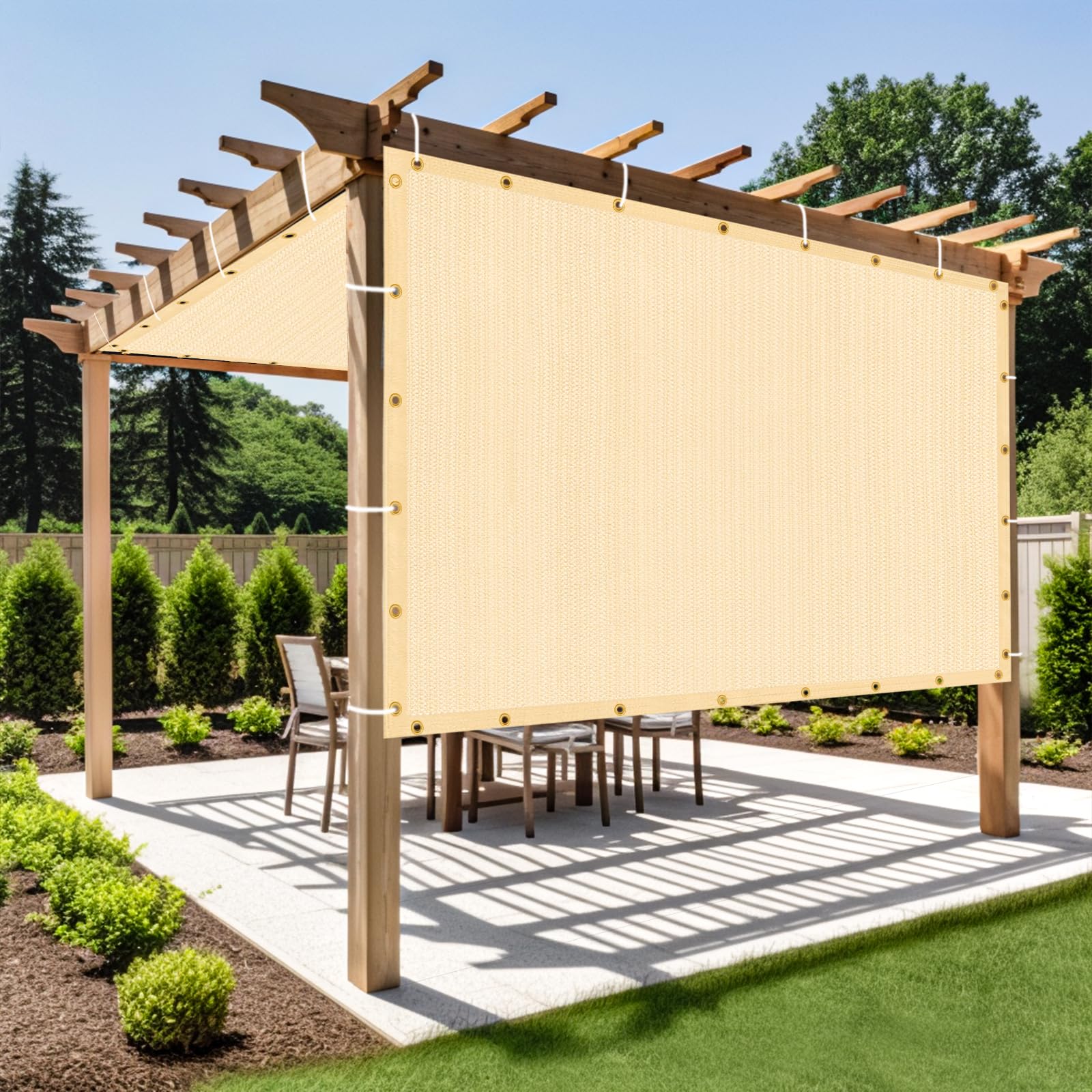 Shade&Beyond Customized Size 13' X 18' Shade Cloth With Grommets, 90% Uv Protection Uv Protection Mesh Tarp Sun Screens For Pati