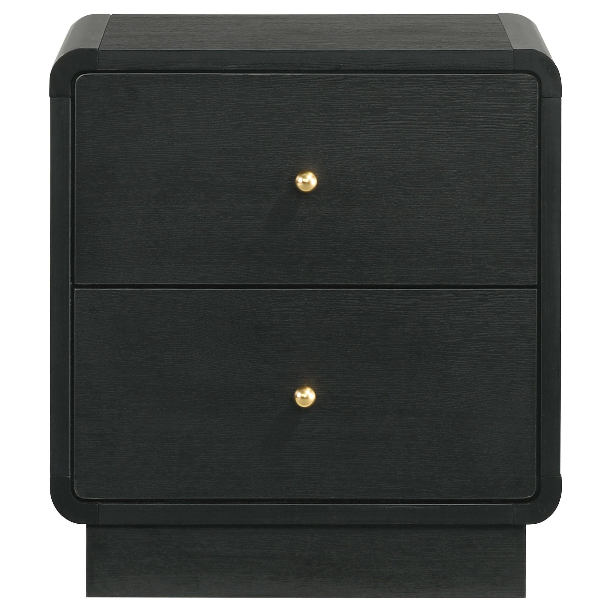 Coaster Home Furnishings Cavelle Transitional Wood 2-Drawer Bedroom Nightstand Bedside Table Organizer Unit Black 223662
