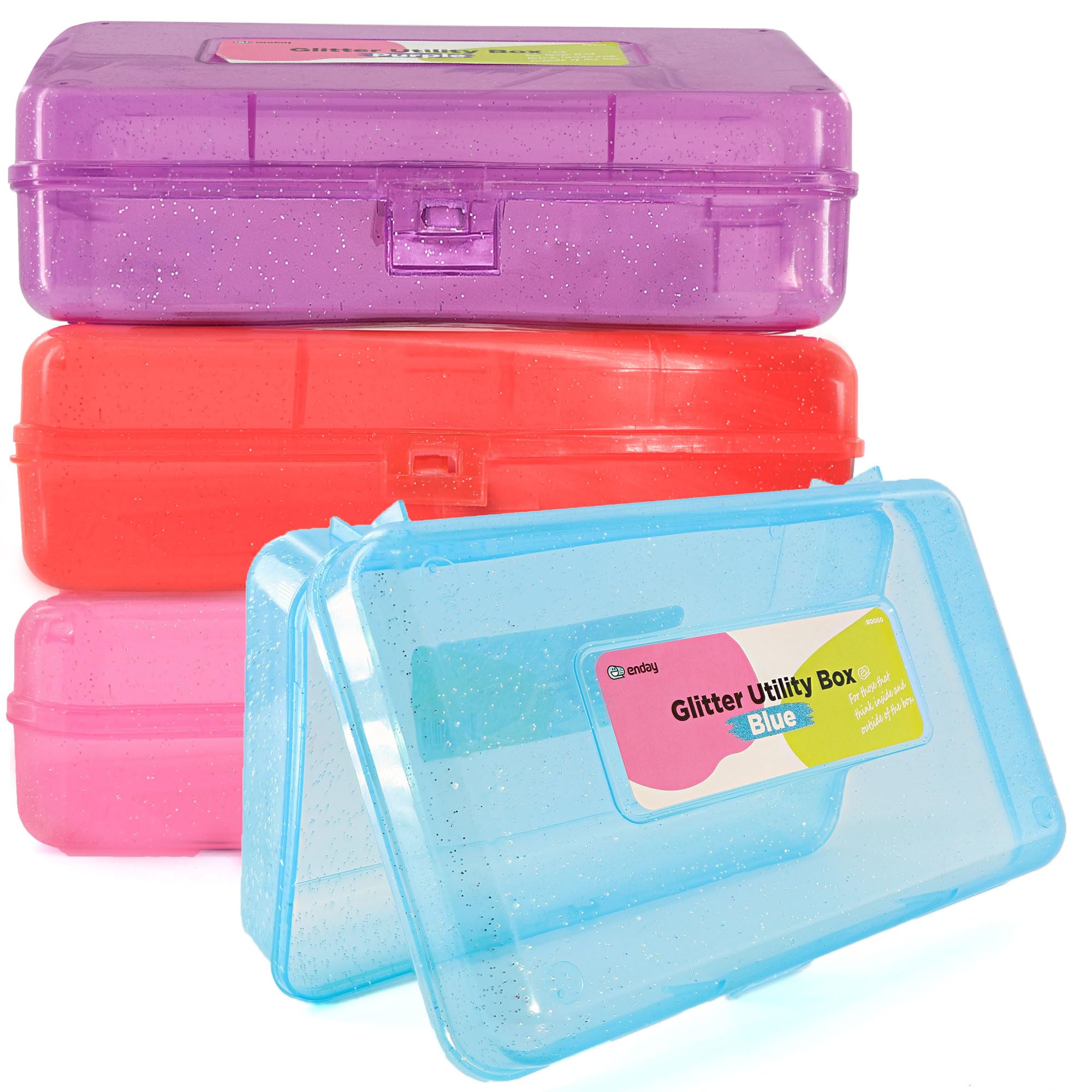 Emraw Assorted Colors Multipurpose School Pencil Box - Glitter Bright Color Box Pencil Case With Snap Close Long Lasting Pencils