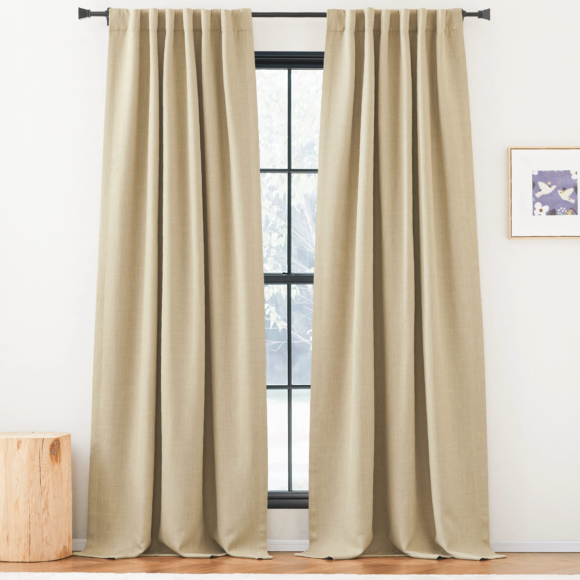 Nicetown 100% Polyester Living Room Curtains & Drapes, Pinch Pleated Room Darkening Light Blocking Curtains Sound Reducing & The