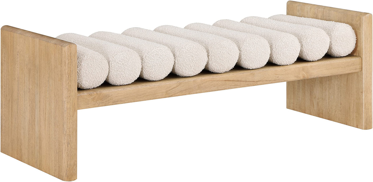 Meridian Furniture 179Cream Waverly Collection Modern | Contemporary Bench With Solid Wood Rich Natural Finish, Luxurious Cream