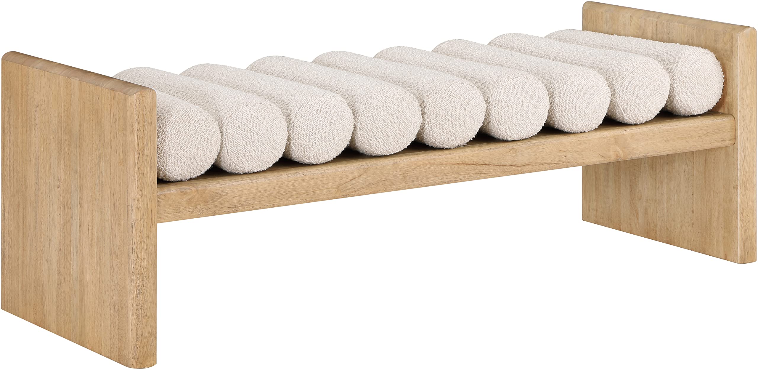 Meridian Furniture 179Cream Waverly Collection Modern | Contemporary Bench With Solid Wood Rich Natural Finish, Luxurious Cream