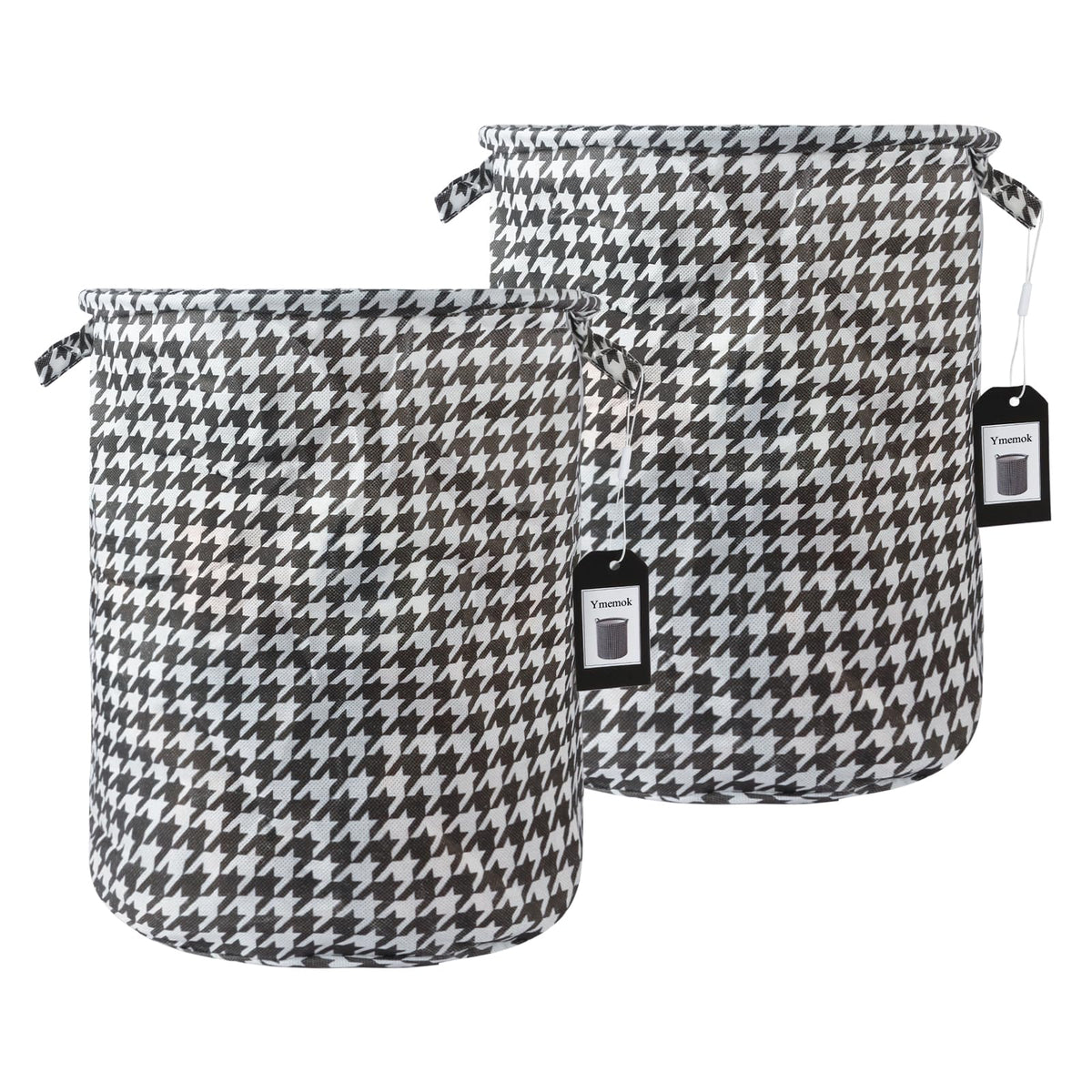 Ymemok 2Pcs Foldable Laundry Basket with Handles for College, Dorm, Family, Grey