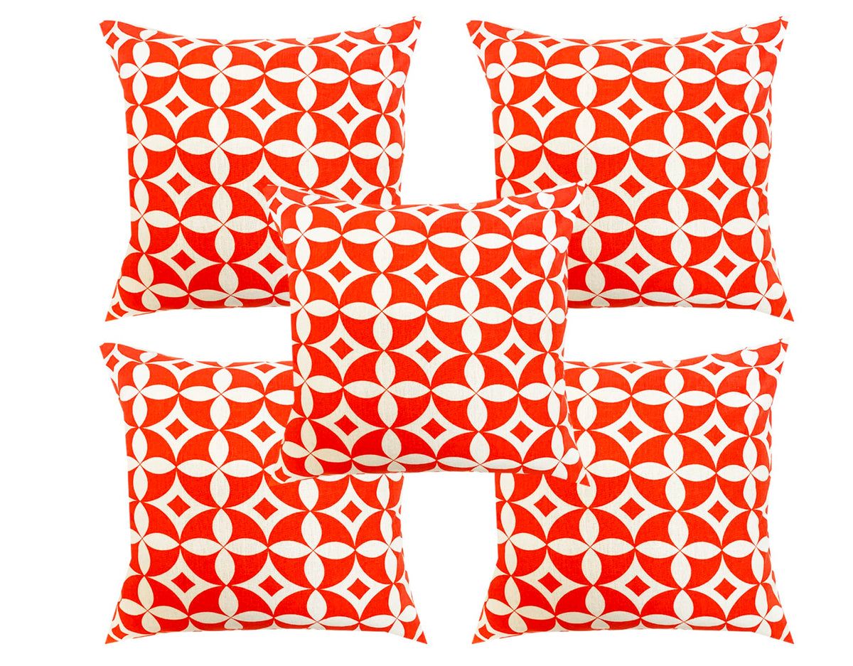 Pink Parrot Cotton Red Throw Pillow Covers/Cushion Covers (16X16 Inches)  Set Of 5046