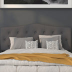 Flash Furniture Cambridge Tufted Upholstered Headboard For Queen Size Bed, Contemporary Fabric Tufted Headboard With Adjustable Height, Dark Gray
