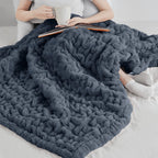 Madison Park Ruched Luxury Throw Premium Soft Cozy Brushed Long Faux Fur For Bed, Couch Or Sofa, 50''X60'', Slate Blue