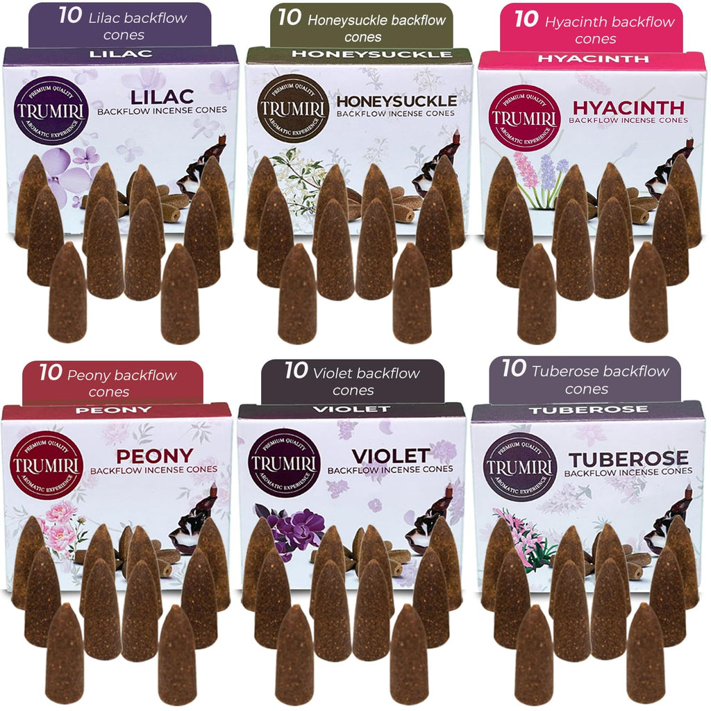 Blossom - Backflow Incense Cones For Waterfall - Scented Inscents-Cones - Peony, Lilac, Hyacinth, Tuberose, Honeysuckle, Violet