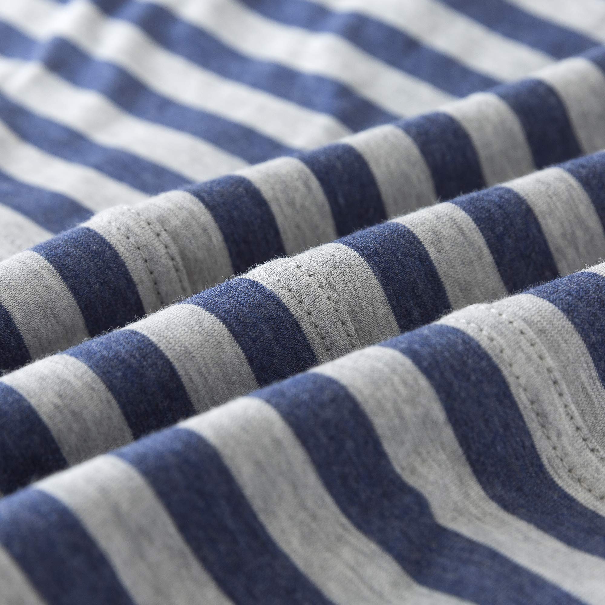 H Household Pillowcases, 100% Cotton Jersey Knit, Soft And Cozy, Wrinkle, Stain Resistant With Envelope Closure (Dark Blue Strip