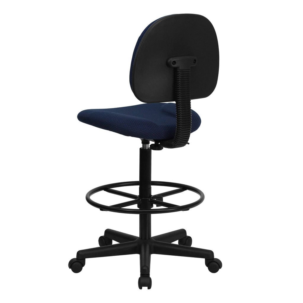 Flash Furniture Bruce Navy Blue Patterned Fabric Drafting Chair (Cylinders: 22.5''-27''H or 26''-30.5''H)