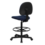 Flash Furniture Bruce Navy Blue Patterned Fabric Drafting Chair (Cylinders: 22.5''-27''H or 26''-30.5''H)