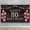 Trgowaul 80th Birthday Decorations for Women Rose Gold Birthday Backdrop Banner 5.9 X 3.6 Fts Happy 80th Birthday Party Suppiles