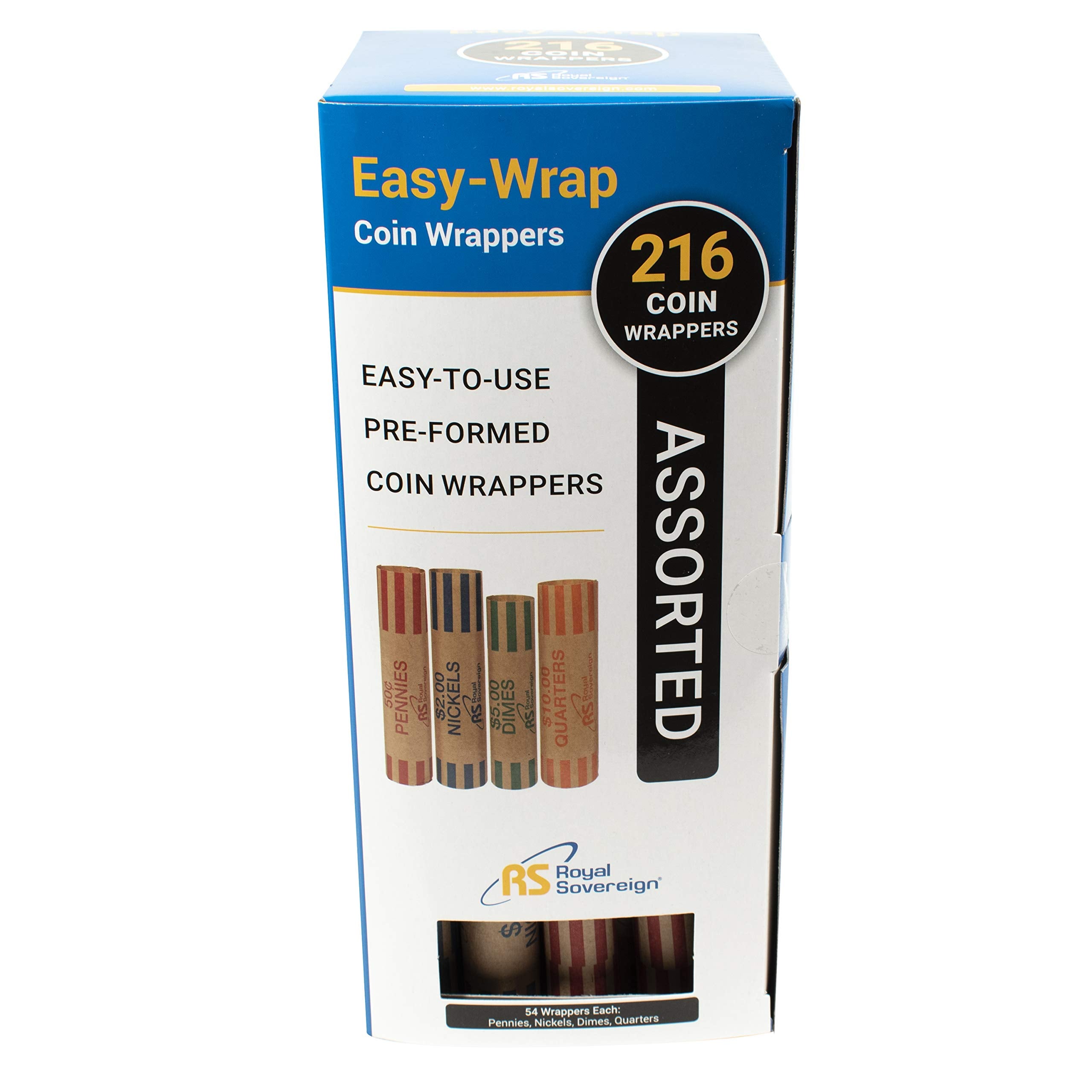 Royal Sovereign Assorted Coin Preformed Wrappers, 216 Count (Fsw-216N) - Blue