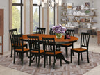 East West Furniture PLAN9-BCH-W 9 Piece Dining Table Set Includes an Oval Dining Room Table with Butterfly Leaf and 8 Wood Seat Chairs, 42x78 Inch, Black & Cherry