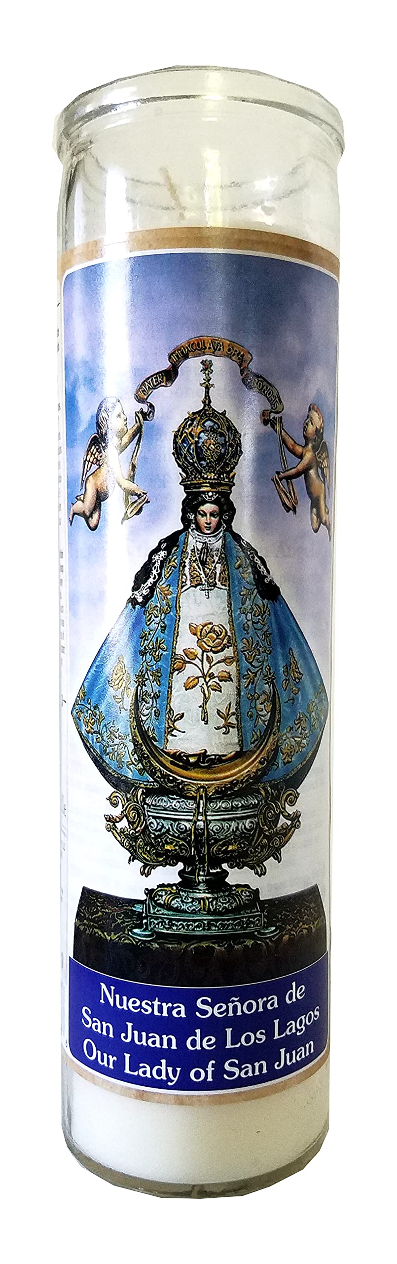 Staci19 Our Lady of San Juan/Virgen of Guadalupe 8 Inch Pillar Candle - Guadalupe Scented, Modern Style - Indoor Use - All Seaso