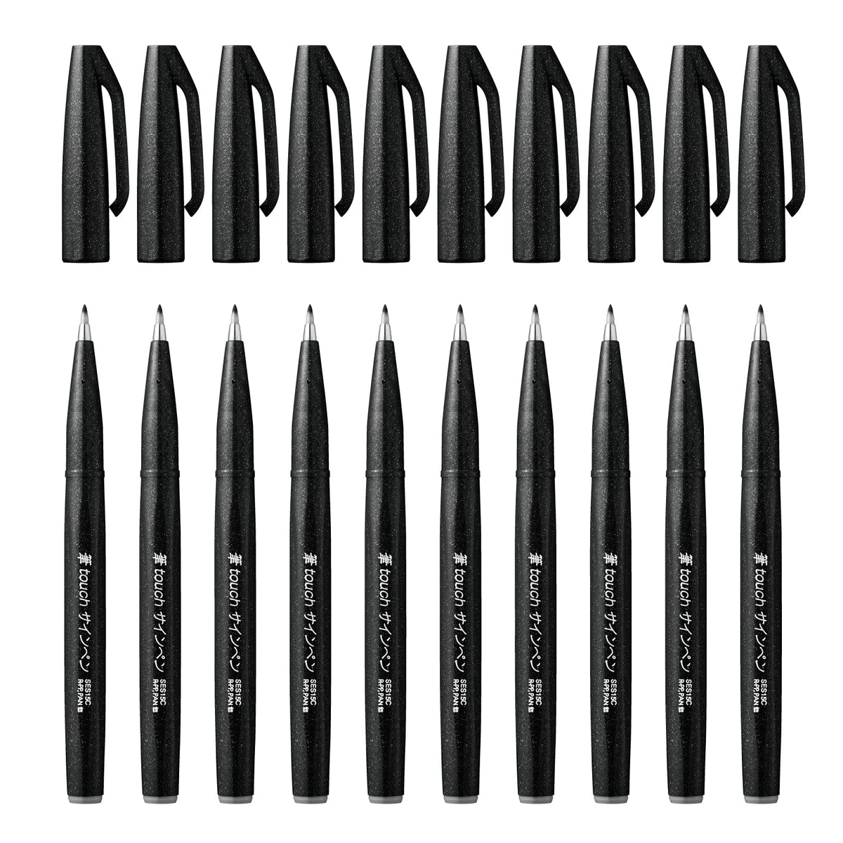 Pentel Brush Sign Pen, 2.0Mm Tip, Black Ink, 1 Pack Of 10 Pens