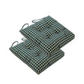Makimoo 2-Pack Outdoor/Indoor Wicker Patio Seat Cushion Pad With Ties - Dining Chair Cushion, 17' X 17' (Green Houndstooth)