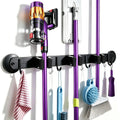 joaoxoko Magnetic Broom Holder Wall Mount  Heavy Duty NonSlip Mop Hanger with 4 Hooks And 3 Rack, No Drill Tool Organizer for 