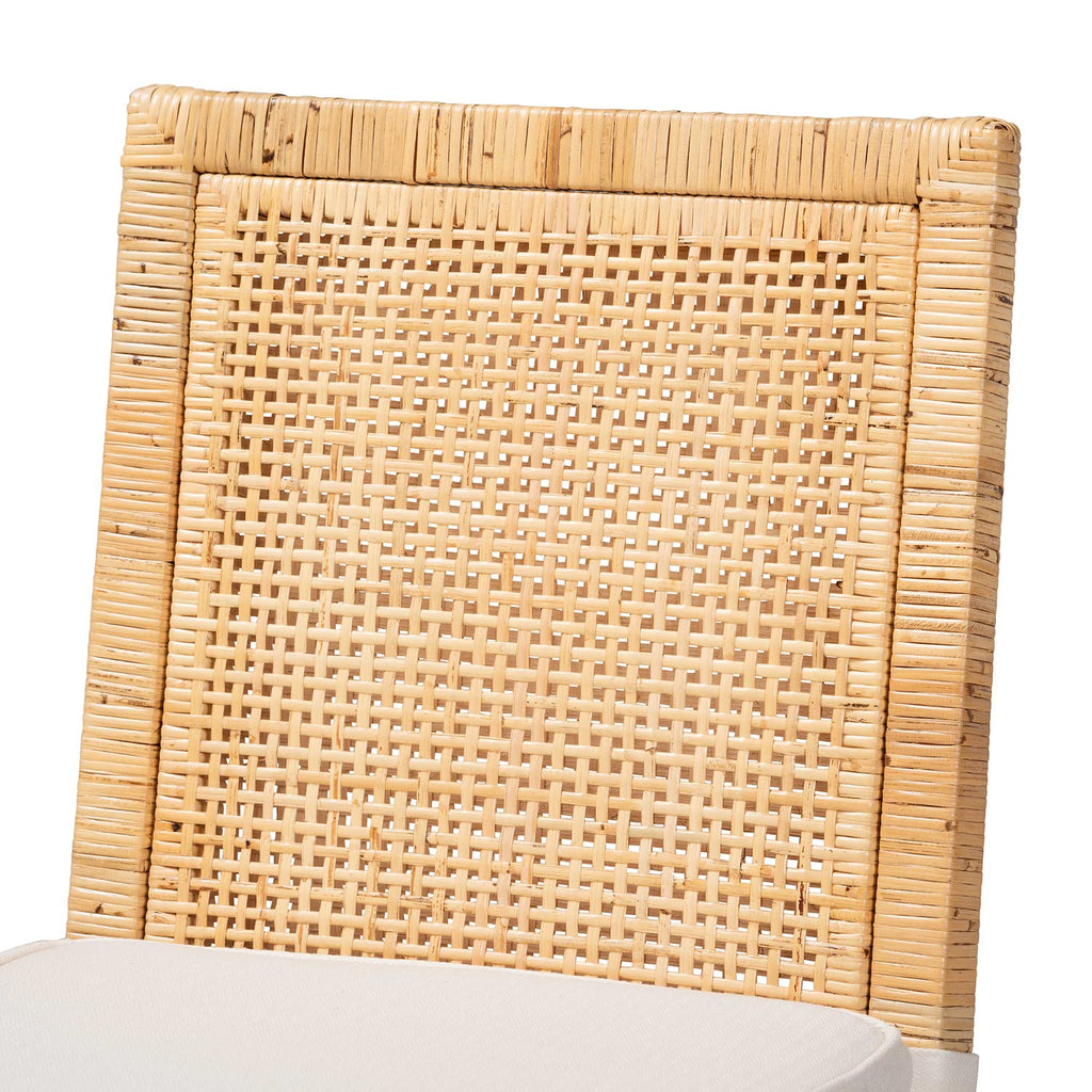 Baxton Studio Sofia Modern and Contemporary Natural Finished Wood and Rattan 2-Piece Dining Chair Set