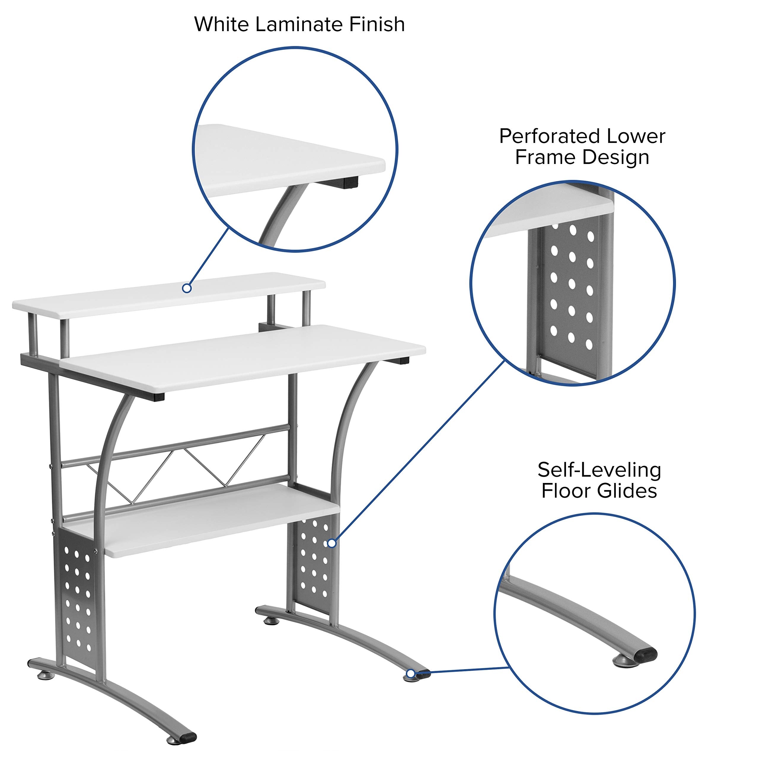 Flash Furniture Clifton White Computer Desk 28 Inch