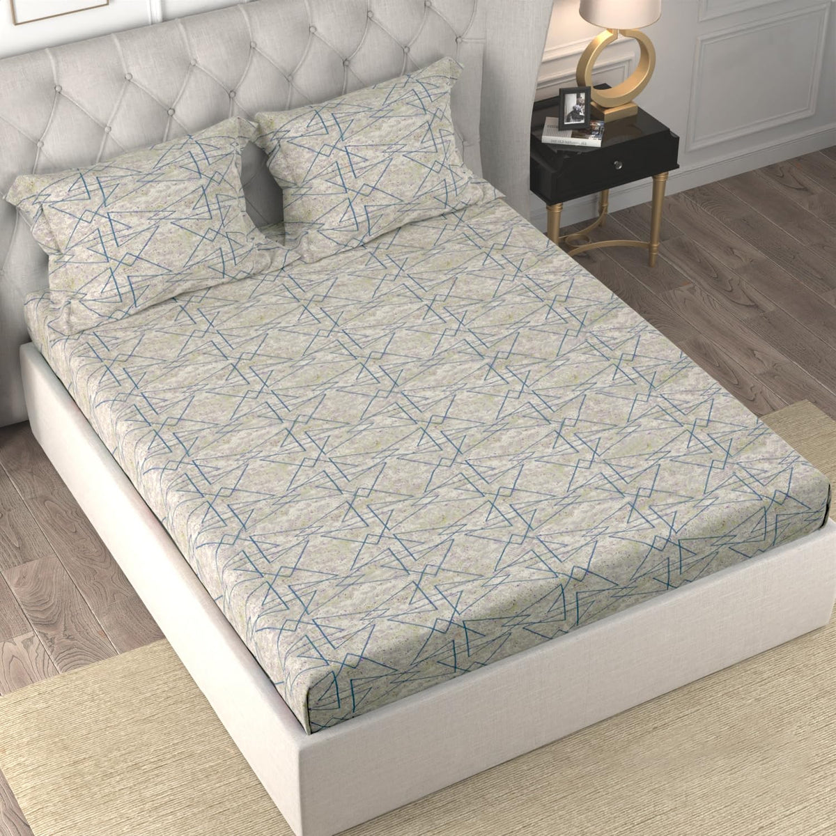 Cloth Fusion Glace Cotton Elastic Fitted Bedsheet King Size 78x72 inch