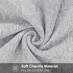 Decoruhome Decorative Throw Pillow Covers 26X26 Set Of 2, Farmhouse Chenille Pillow Covers, Square Soft Pillow Covers For Couch Sofa Bed, Grey White