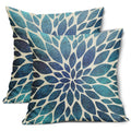 Navy Blue Teal Dahlia Pillow Covers 20X20 Inch Spring Summer Floral Couch Pillow Cases Modern Abstract Throw Pillows Set Of 2 Ho