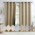 Brown Linen Full Blackout Curtains for Bedroom Thermal Insulated Energy Saving Window Panels Farmhouse Burlap Texture Drapes for