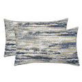 Romandeco Jacquard Chenille Striped Decorative Throw Pillow Covers For Couch Set Of 2, 12X20 Inches, Navy Blue
