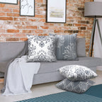 Coliuso Decorative Throw Pillow Covers 16X16 Set Of 4, Gray And White Modern Simple Square Pillow Case Cushion Cover For Sofa Co