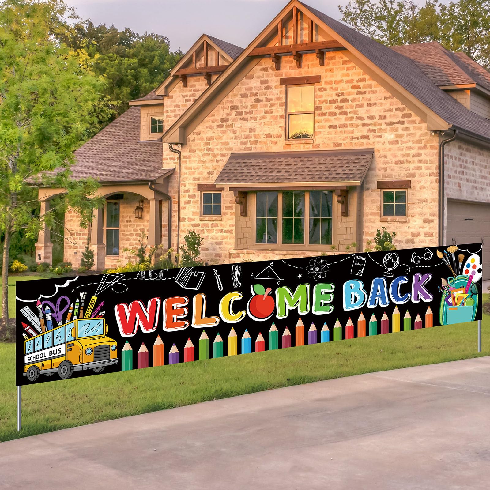 Welcome Back To School Banner Back To School Decorations Welcome Back To School Yard Sign for School Classroom Hanging Yard Bann
